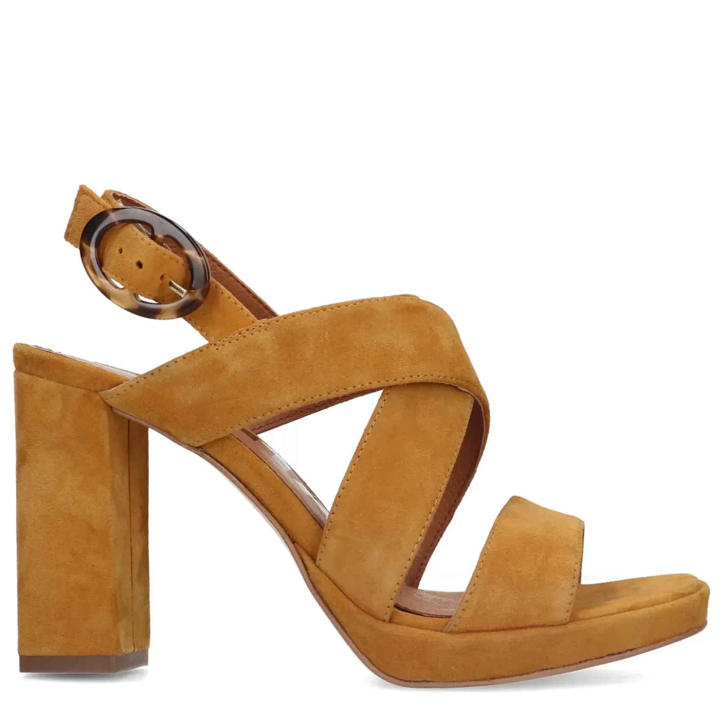 Flash Sale Suede Sandals With Cuban Heel - Yellow Women Sandals