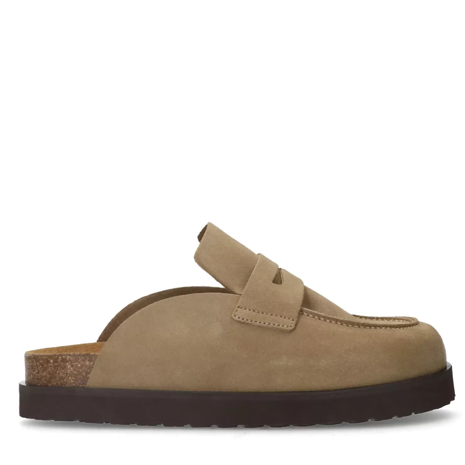 Outlet Suede Slip-On Shoes - Taupe Women Moccasins