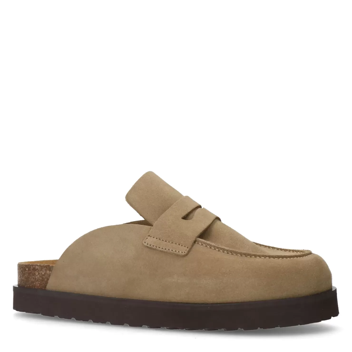 Outlet Suede Slip-On Shoes - Taupe Women Moccasins