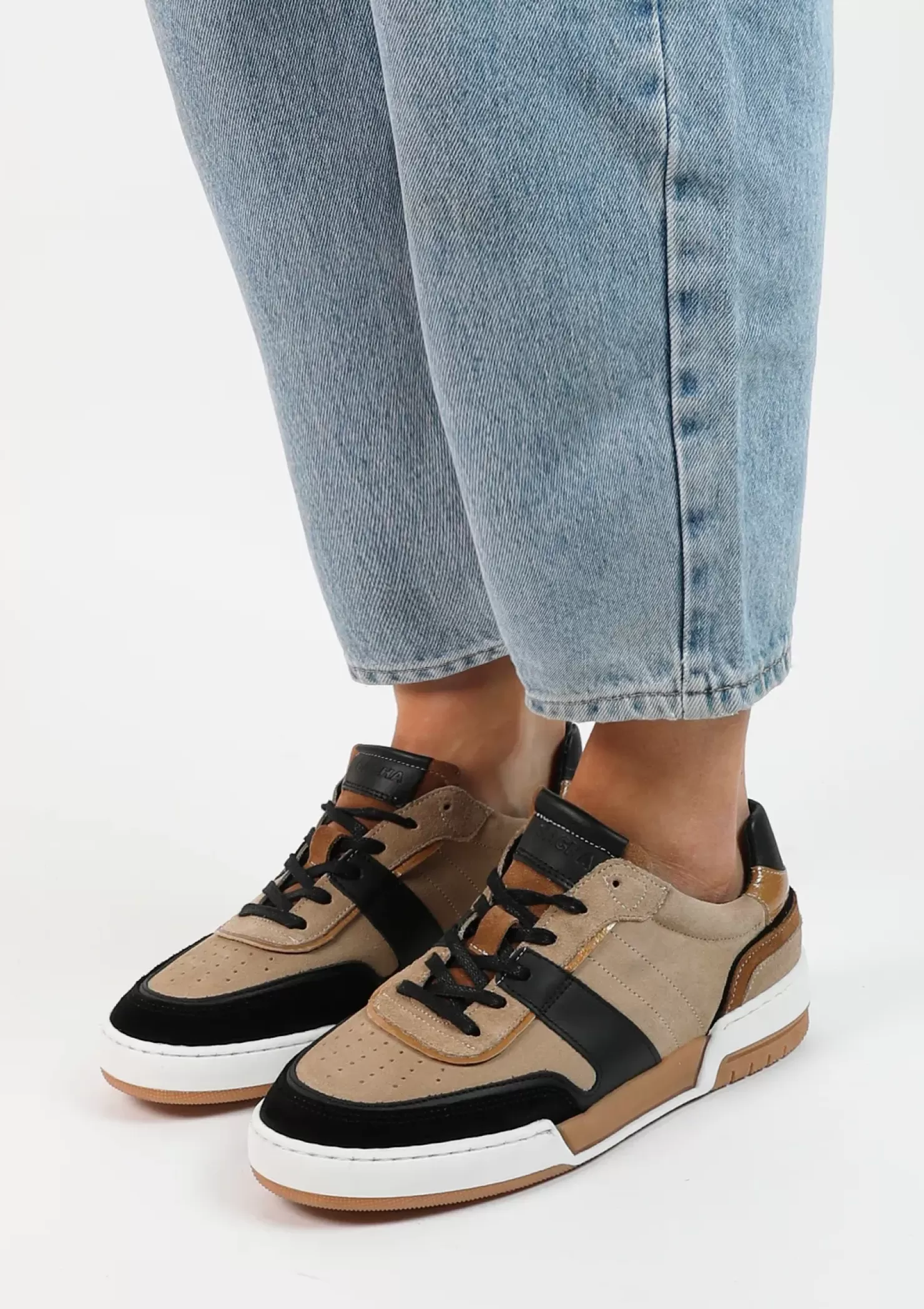 Outlet Suede Sneakers With Details - Beige Women Sneakers