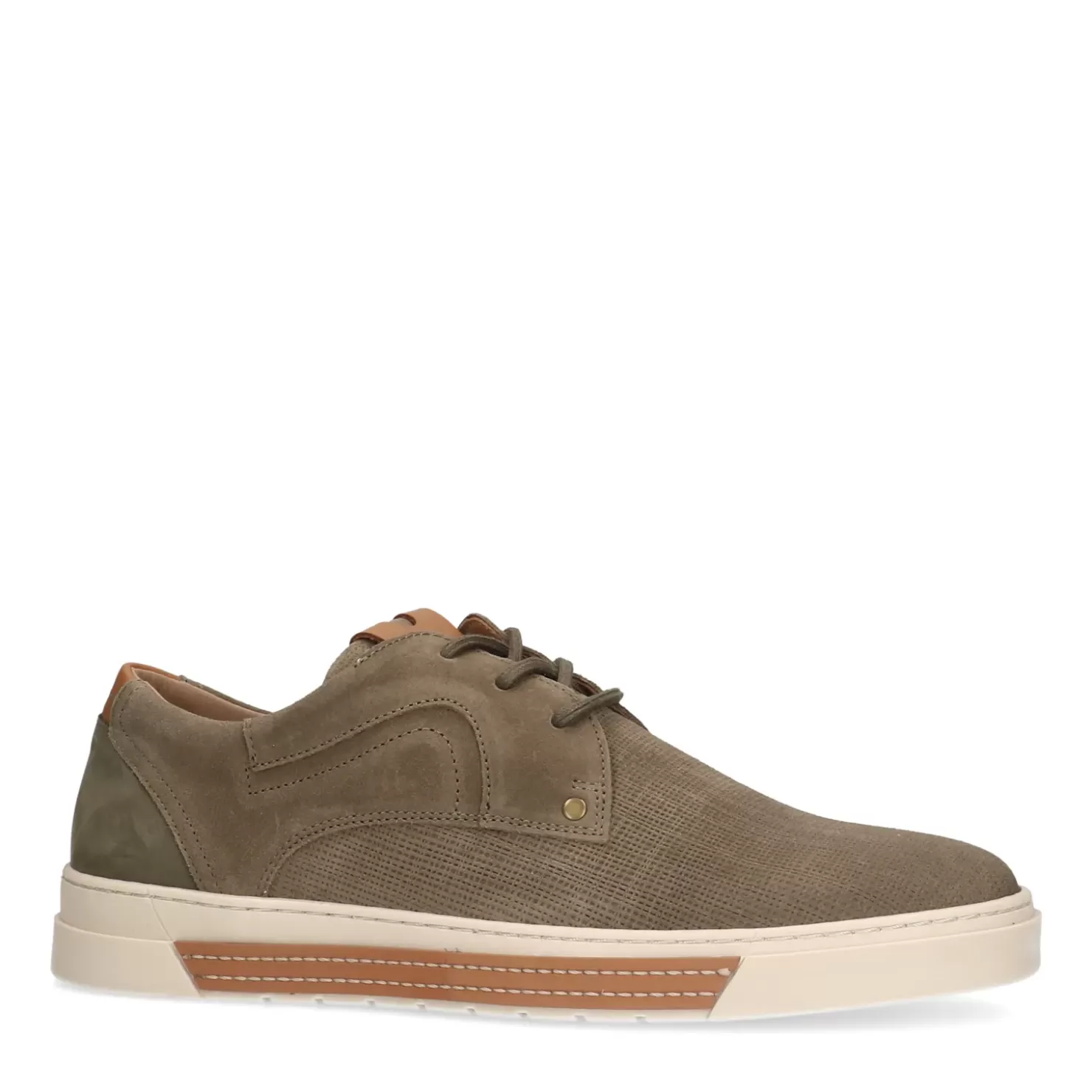 Best Sale Suede Sneakers With Details - Khaki Men Sneakers