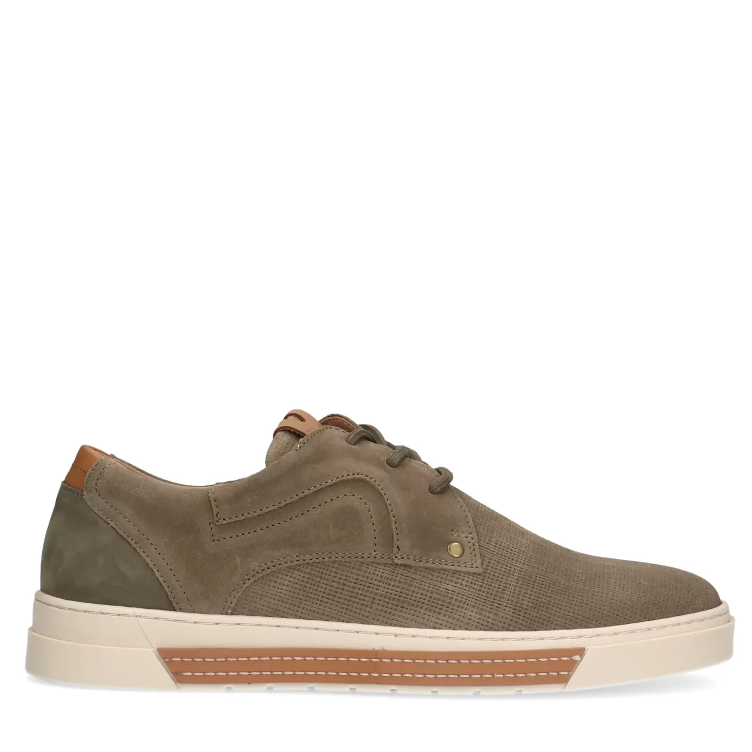 Best Sale Suede Sneakers With Details - Khaki Men Sneakers