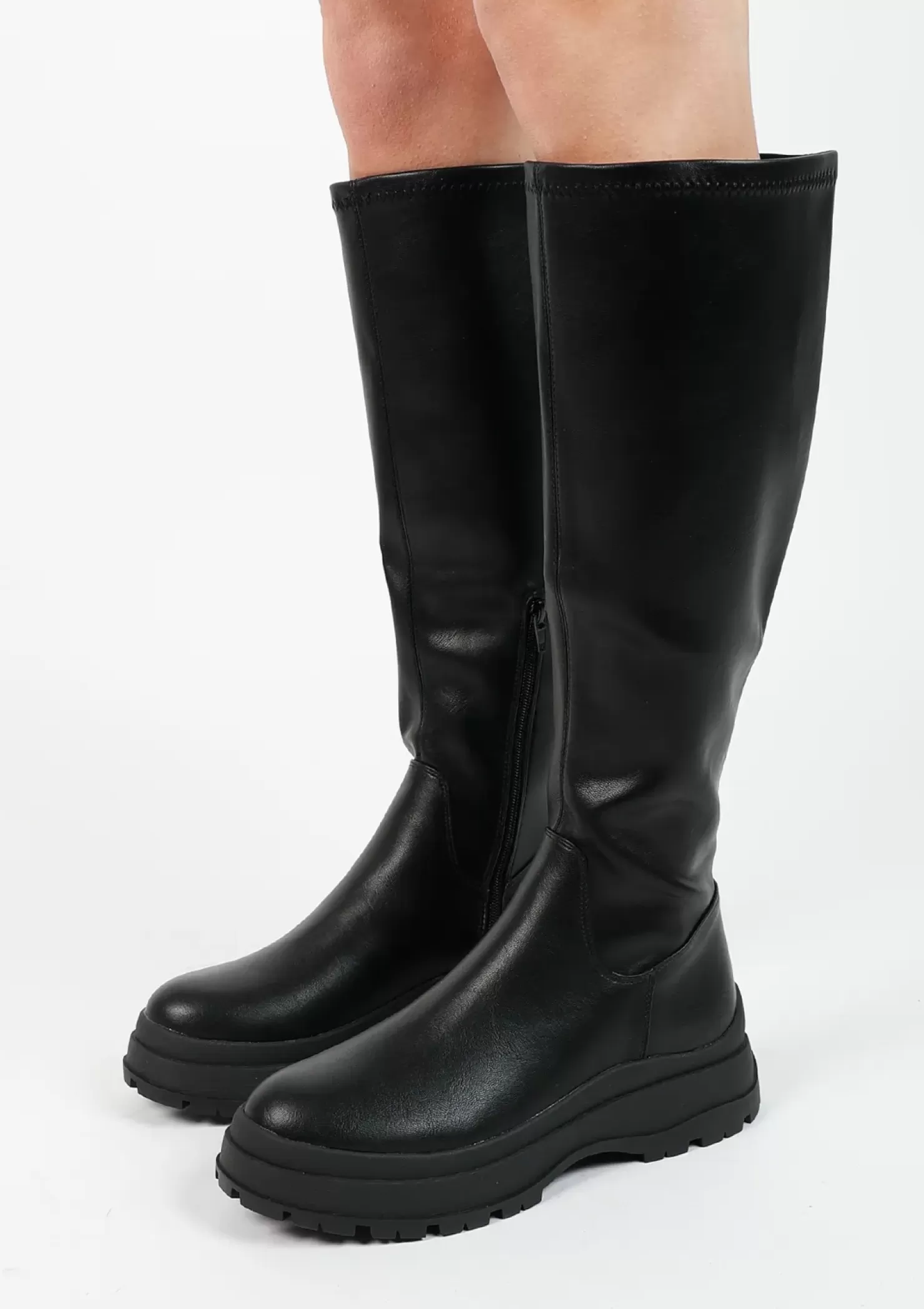 New Synthetic High Boots With Chunky Sole - Black Women Ankle Boots