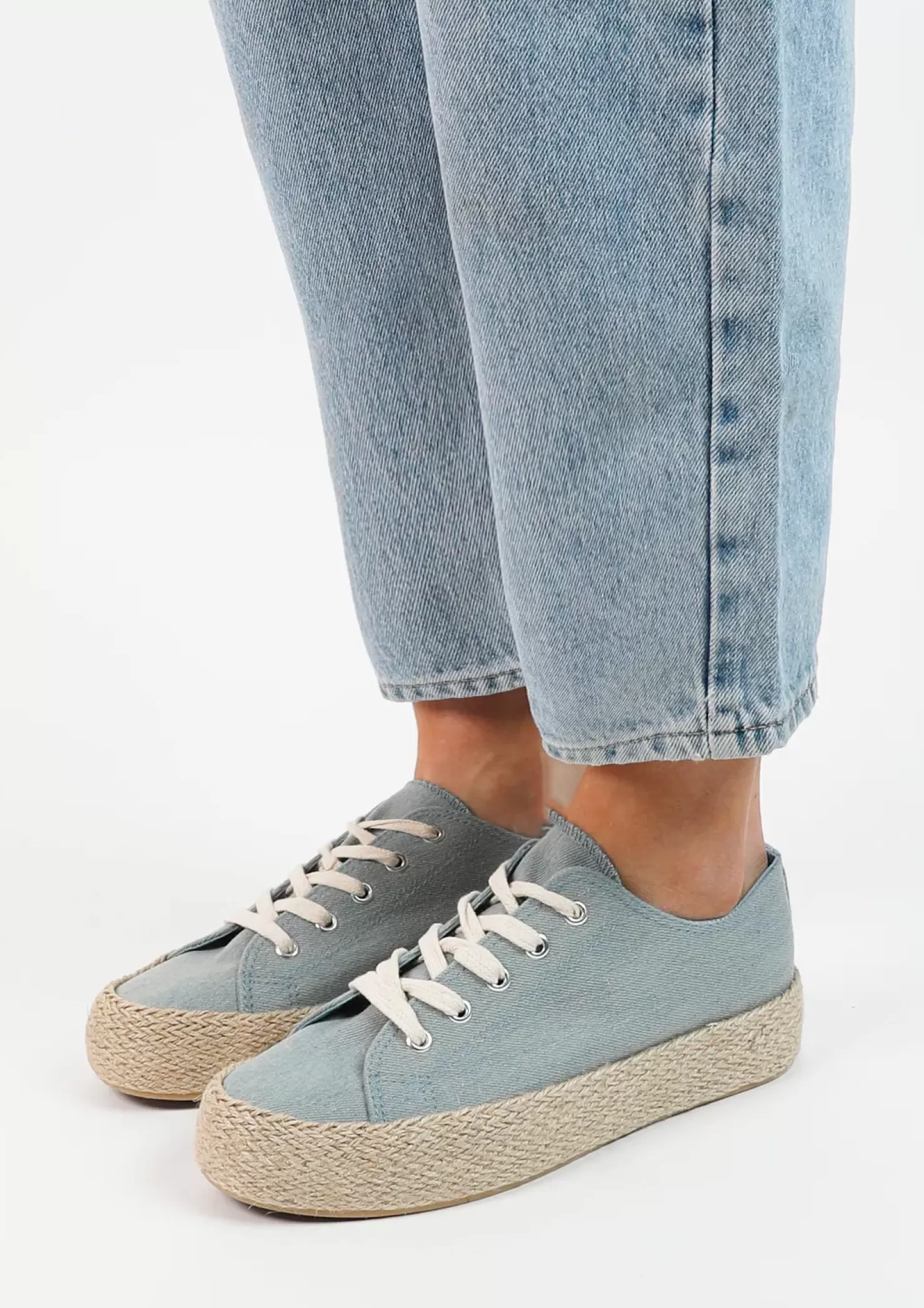 Clearance Textile Sneakers With Rope Sole - Blue Women Sneakers