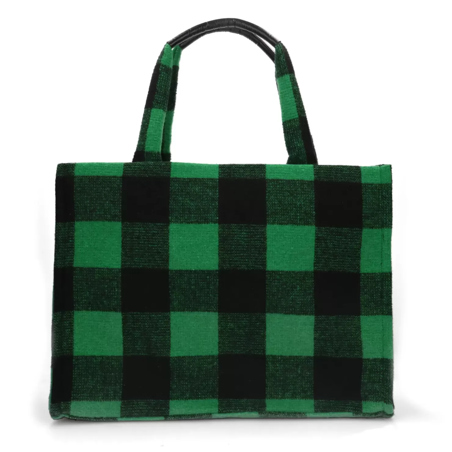 Hot Tote Bag With Check Print And Details - Green Women Basket