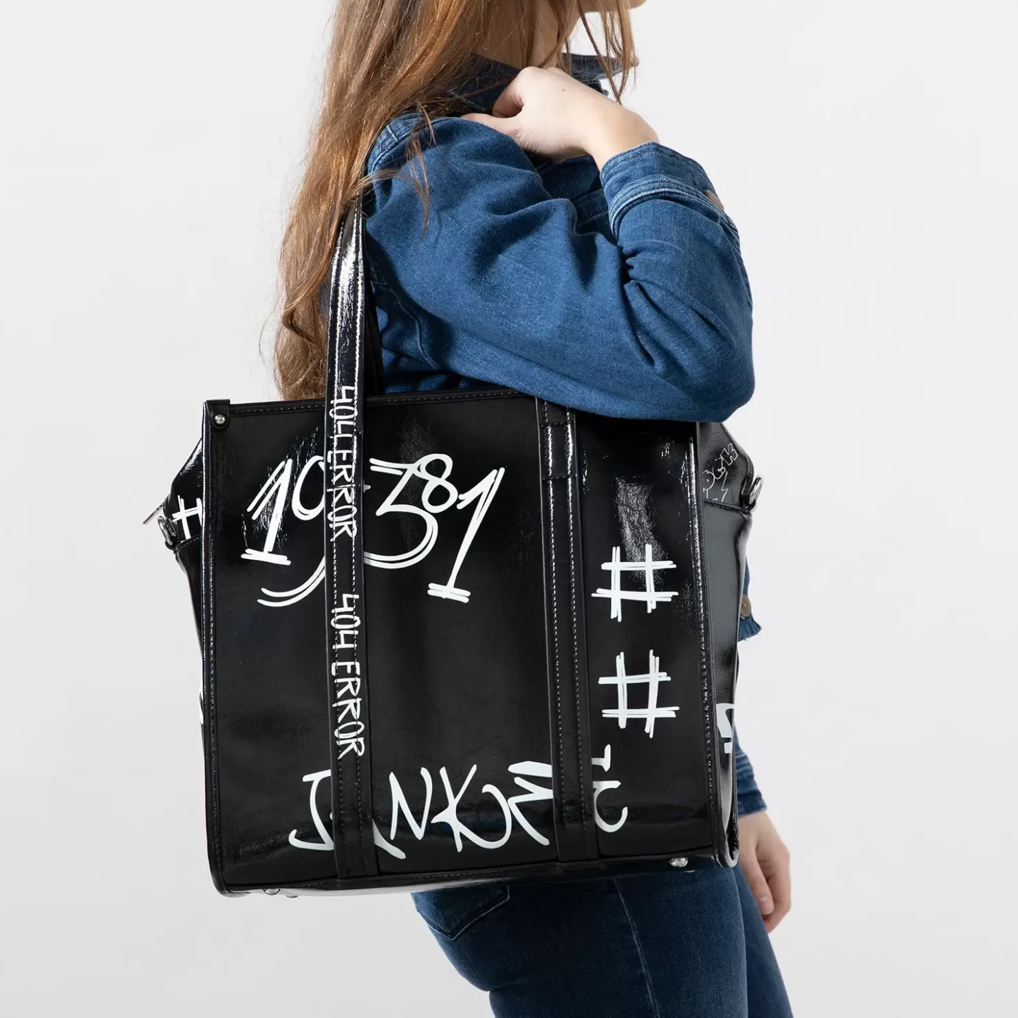 Best Sale Tote Bag With Text - Black Women Basket