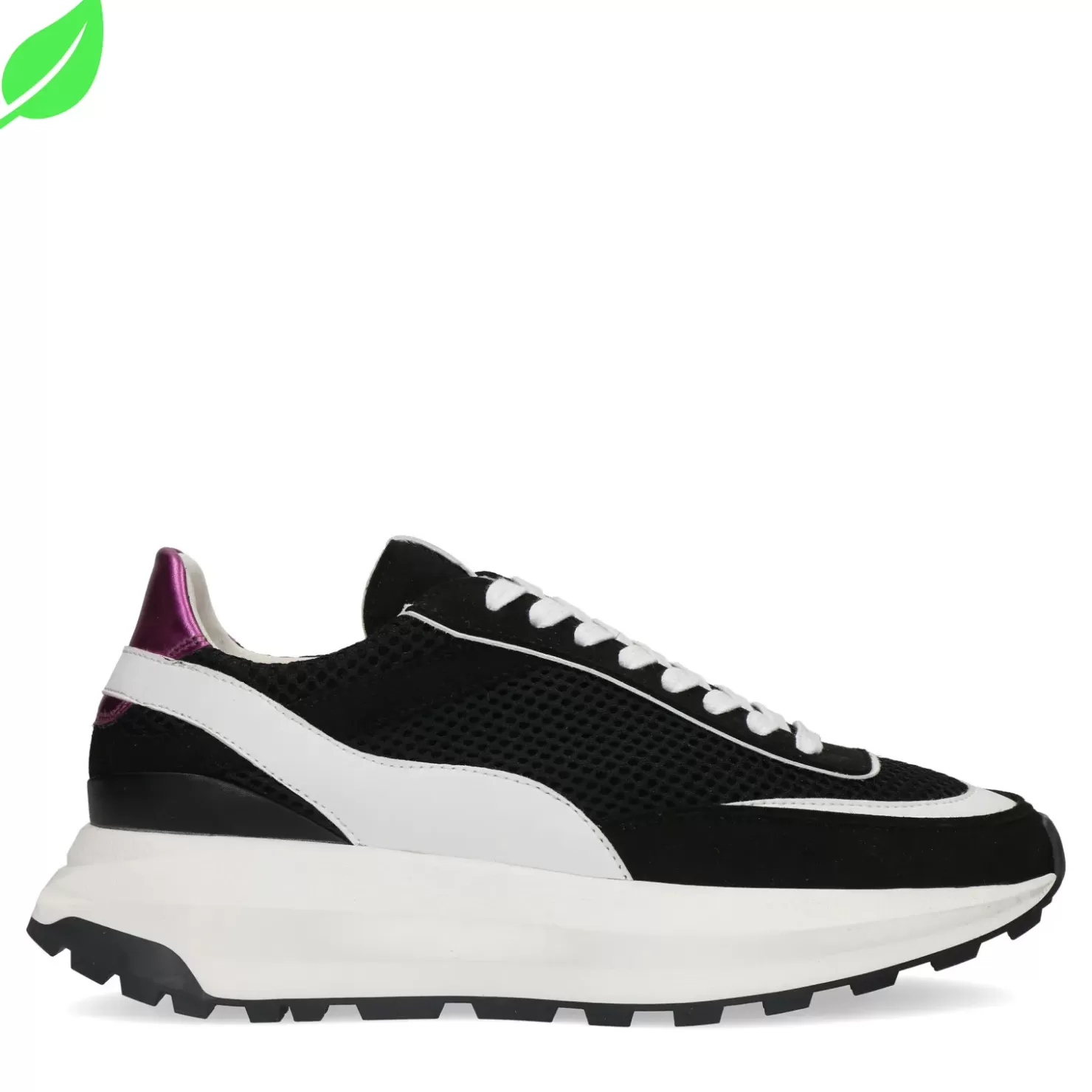 Outlet Vegan Sneakers With Detail - Black/White Women Sneakers