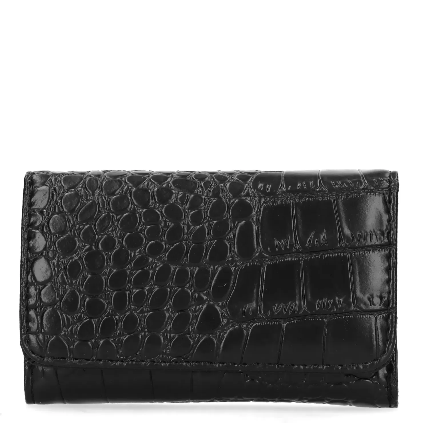 Fashion Wallet With Croc Print - Black Women Wallets