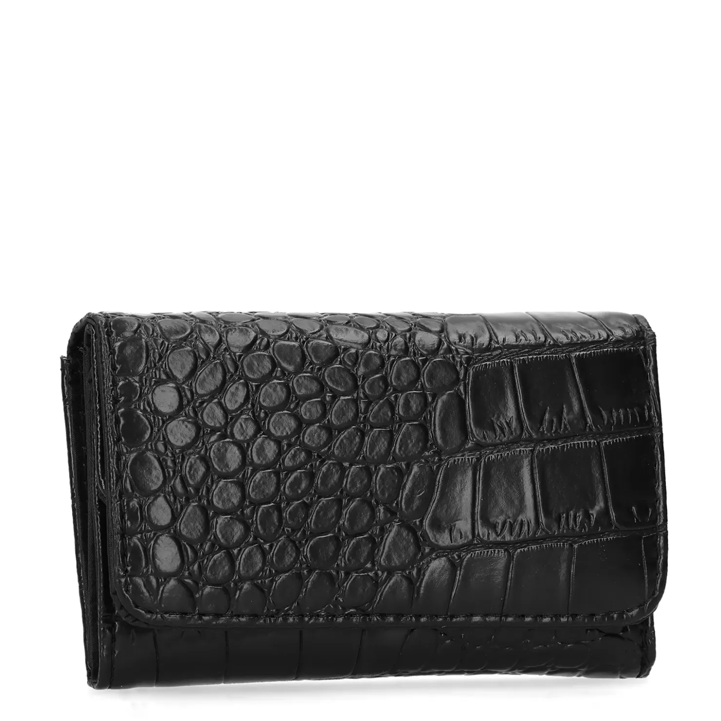 Fashion Wallet With Croc Print - Black Women Wallets