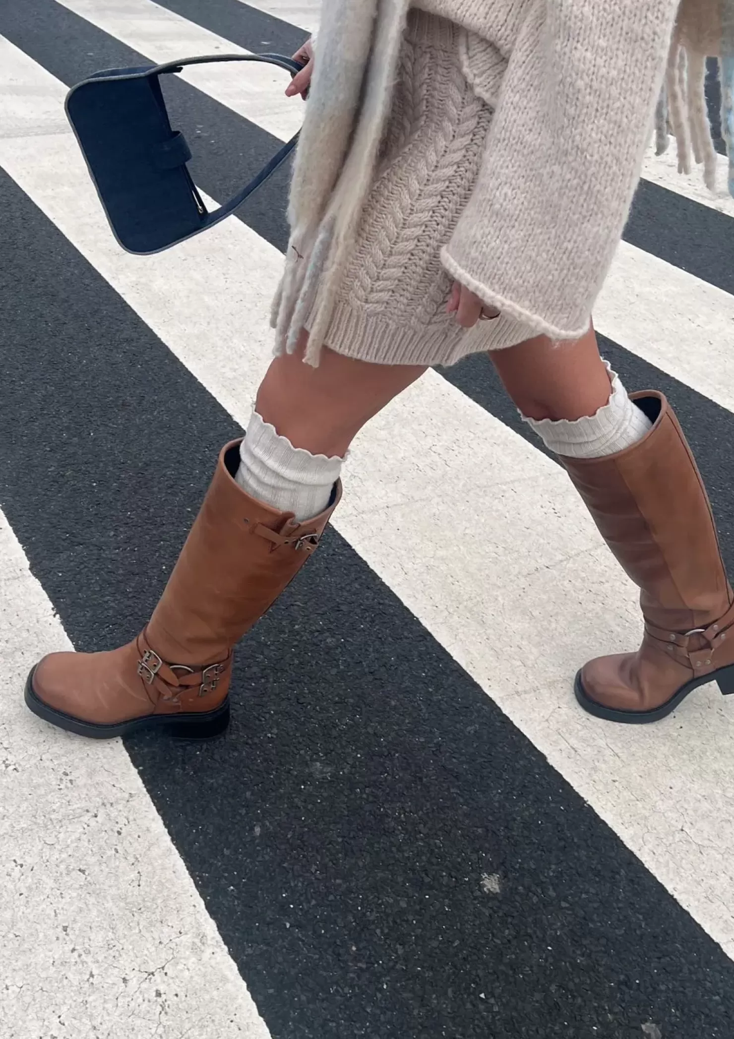 Shop Wide Shaft Buckled Biker Boots - Brown Women Ankle Boots